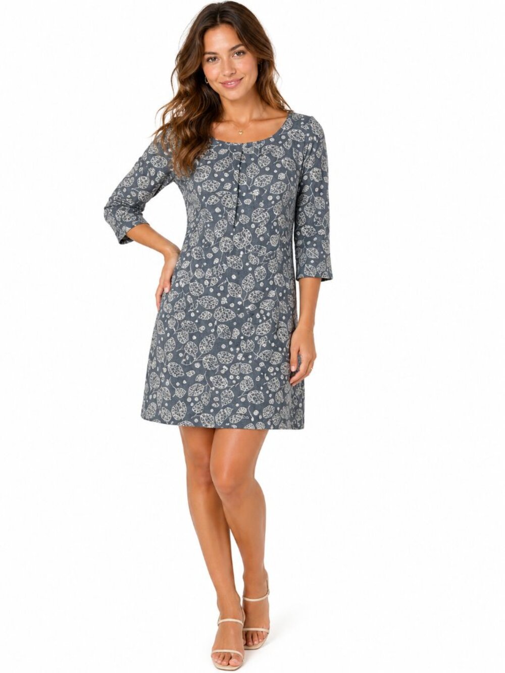 Seasalt Cornwall Kingfisher Chadwick Leaf Print Dress Size 8 A Line Cotton Casua